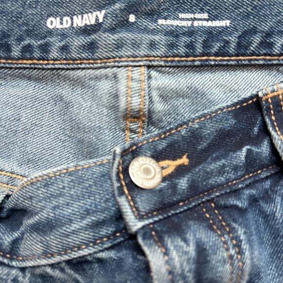 Old Navy Jeans Women's Size 8 High-Rise Slouch Straight Leg Cropped Button Fly - Picture 3 of 6